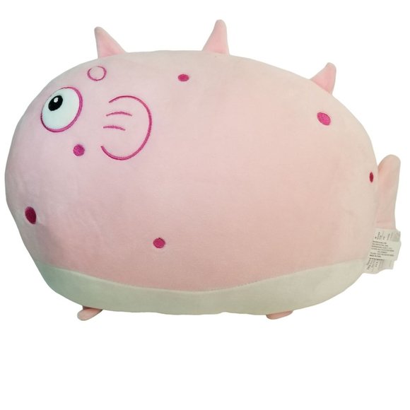 Fish Flounder Plush Pillow 16" x 12" Pink Books A Million Exclusive Toy NWOT - Picture 1 of 4